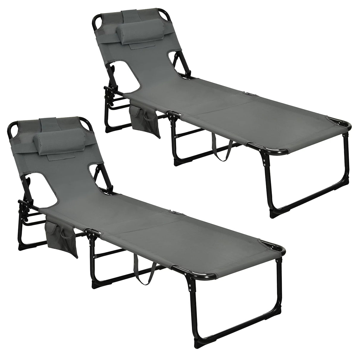 Set of 2 Blue Folding Reclining Beach Lounge Chair W3265