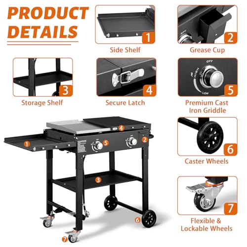 2 Burner Portable Flat Top Gas Grill Q574