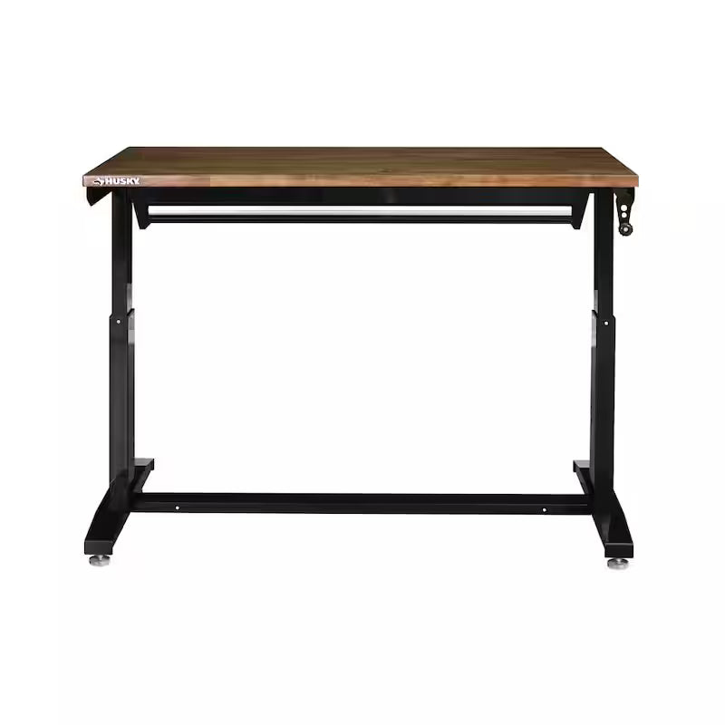 52 in. W Steel 1-Drawer Adjustable Height Workbench with Wood Top U3195