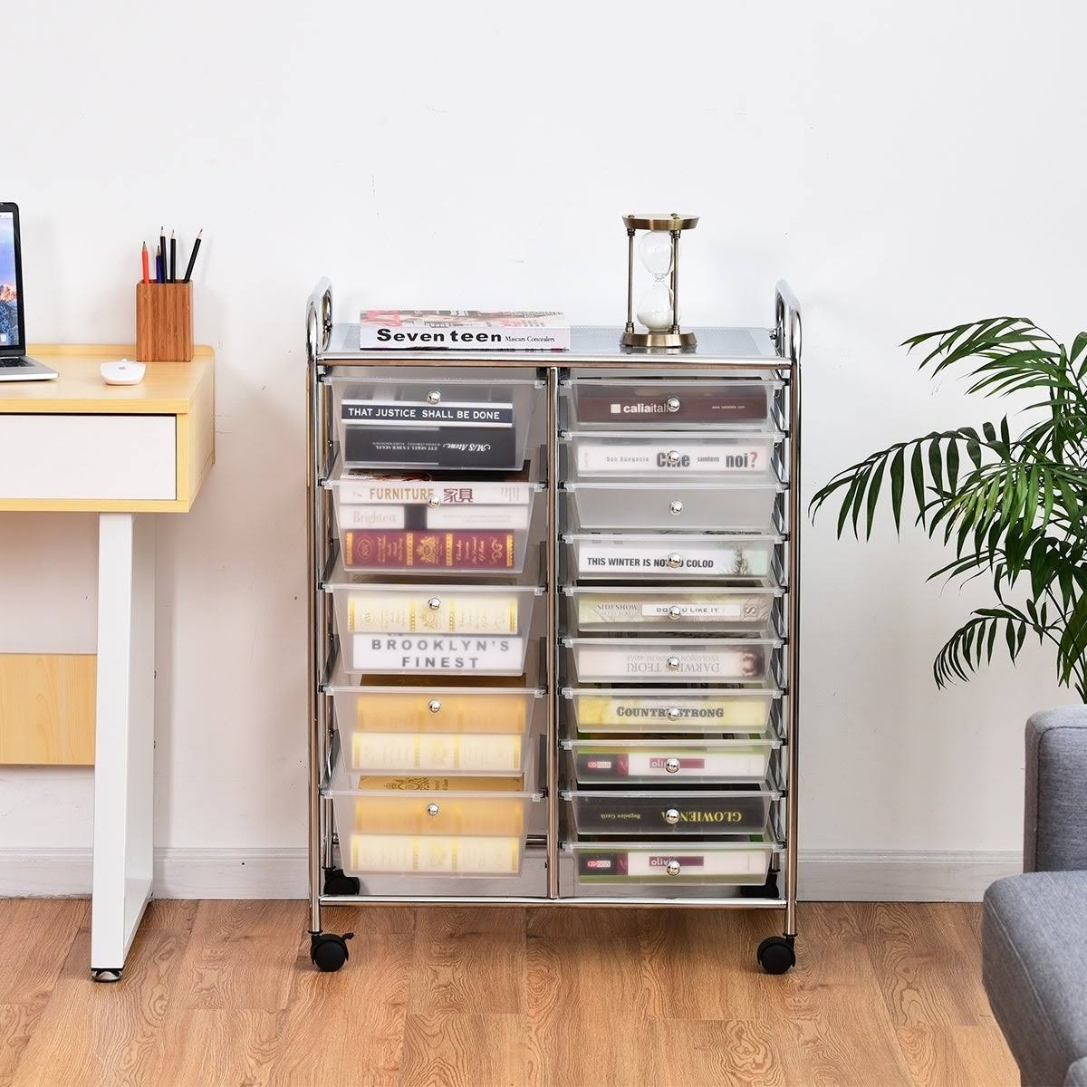 15-Drawer Utility Organizer Rolling Cart with Wheels U9535