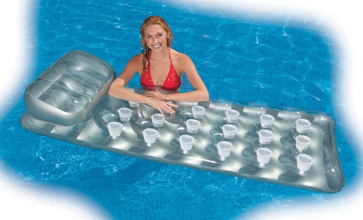 Silver Pool Lounger Float with Headrest J180859