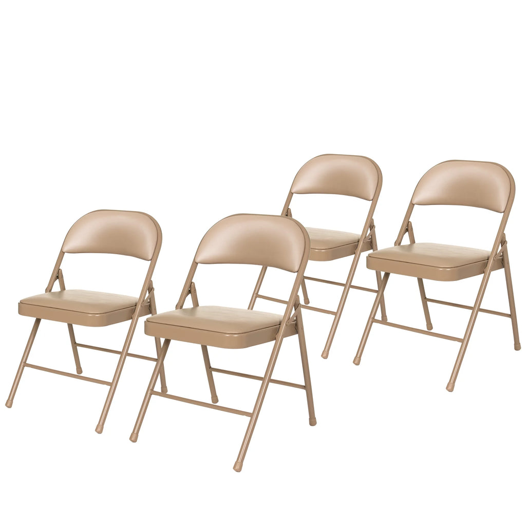 Beige Vinyl Folding Chair, Pack of 4 R159242