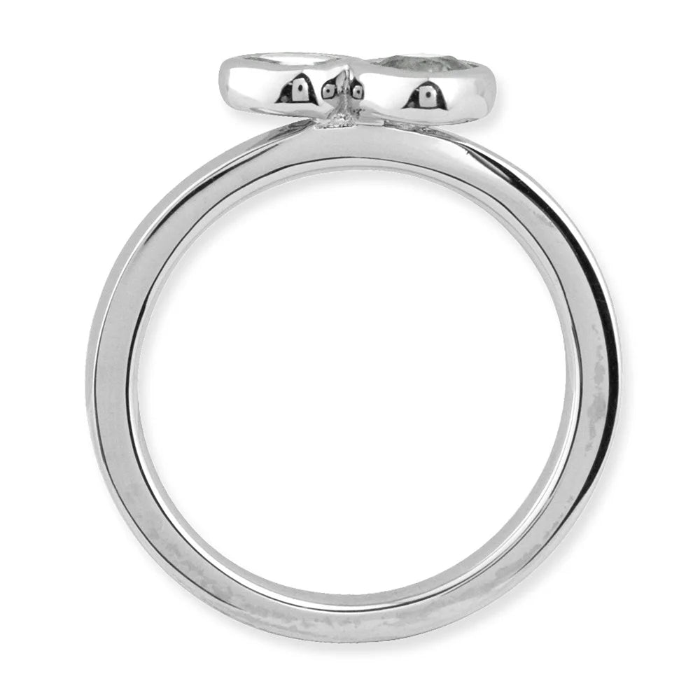 Double Cushion-Cut White Topaz Sterling Silver Ring V28061