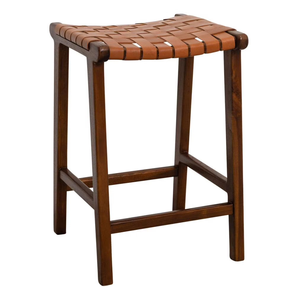 Tan Genuine Leather Counter Stool E53387
