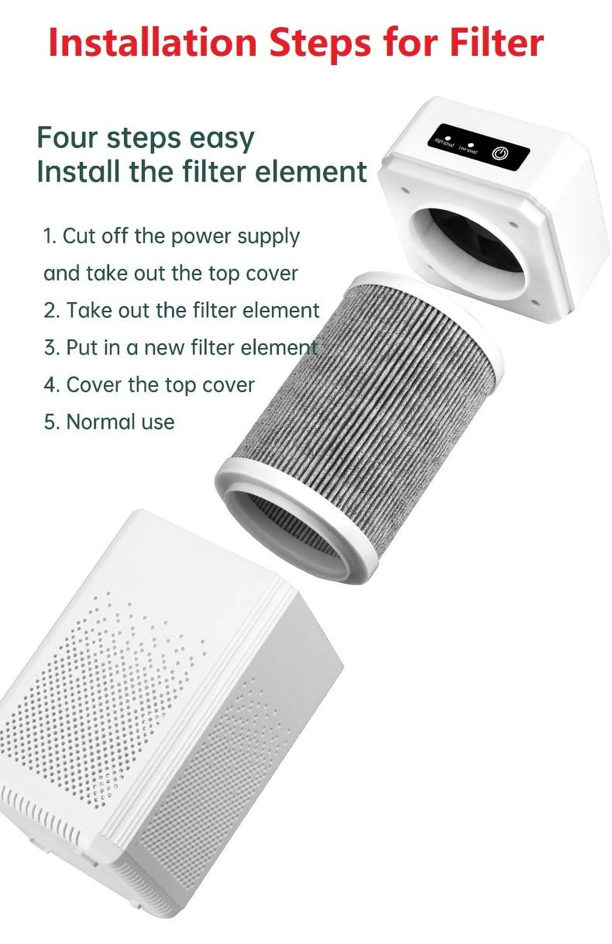White Air Purifier for Large Room D6149