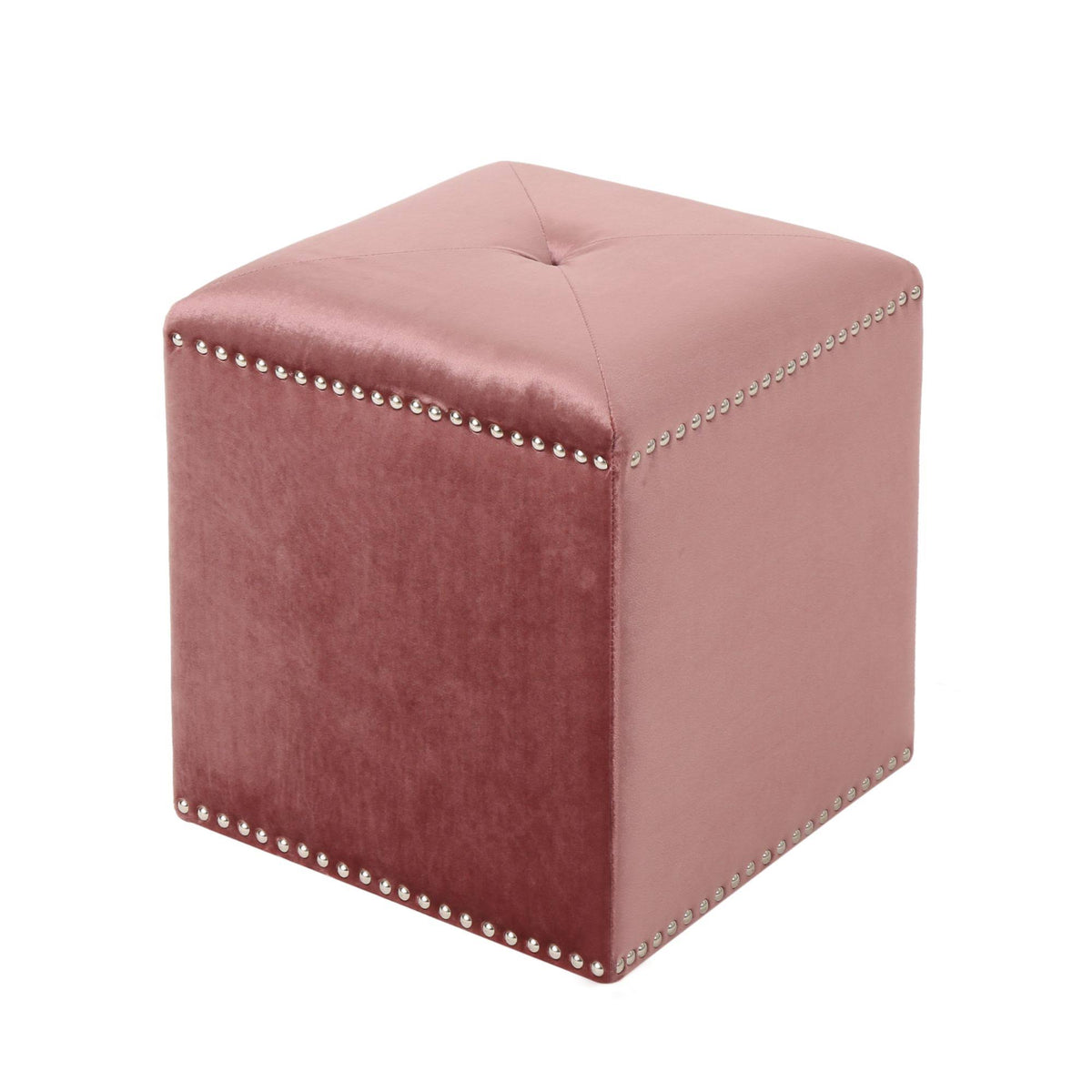 Pink Tufted Square Foot Stool Ottoman X78732