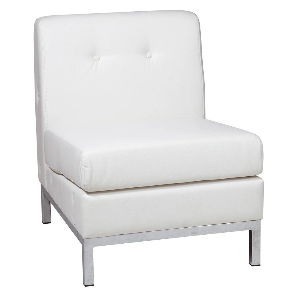 White Faux Leather Armless Chair Q494801