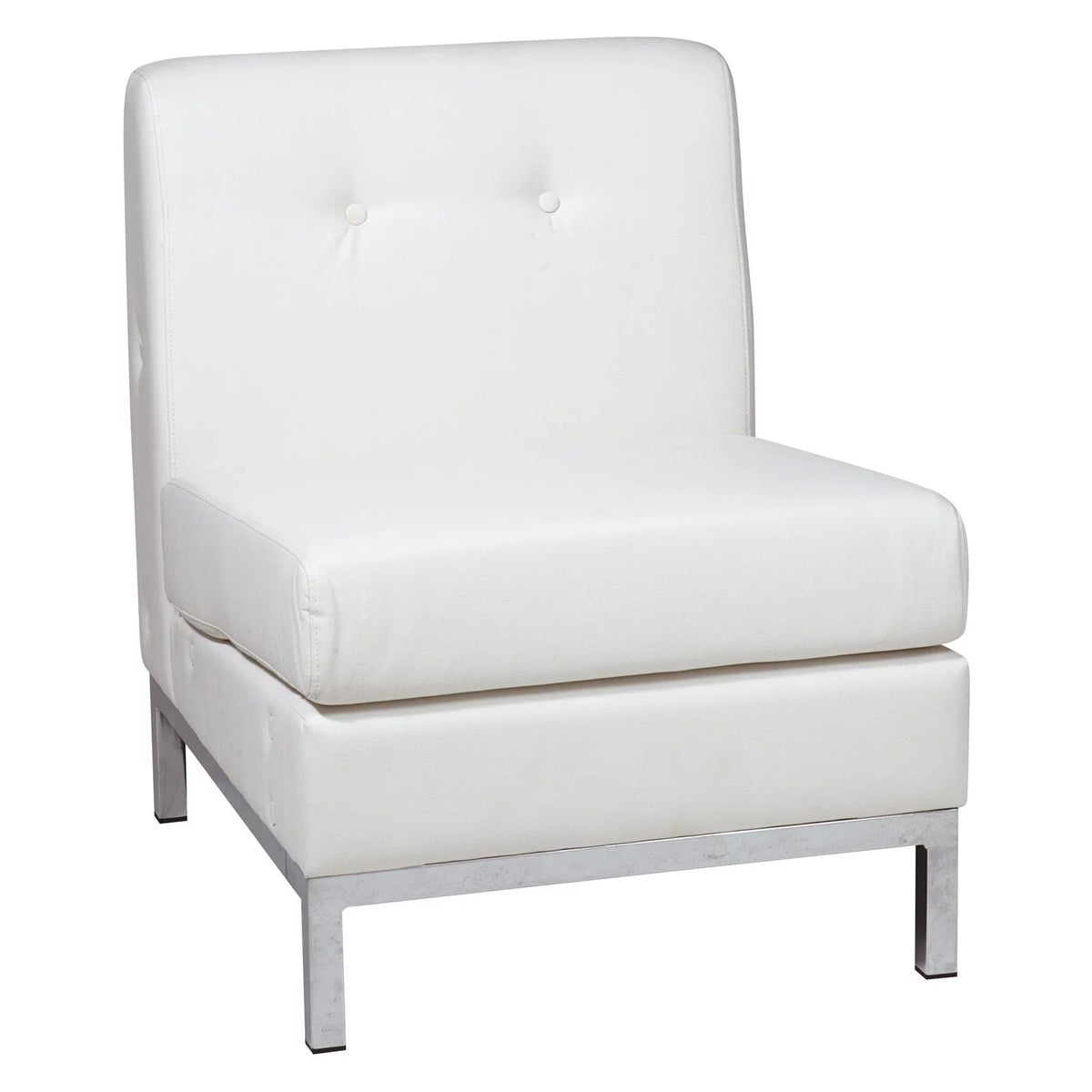 White Faux Leather Armless Chair Q494801