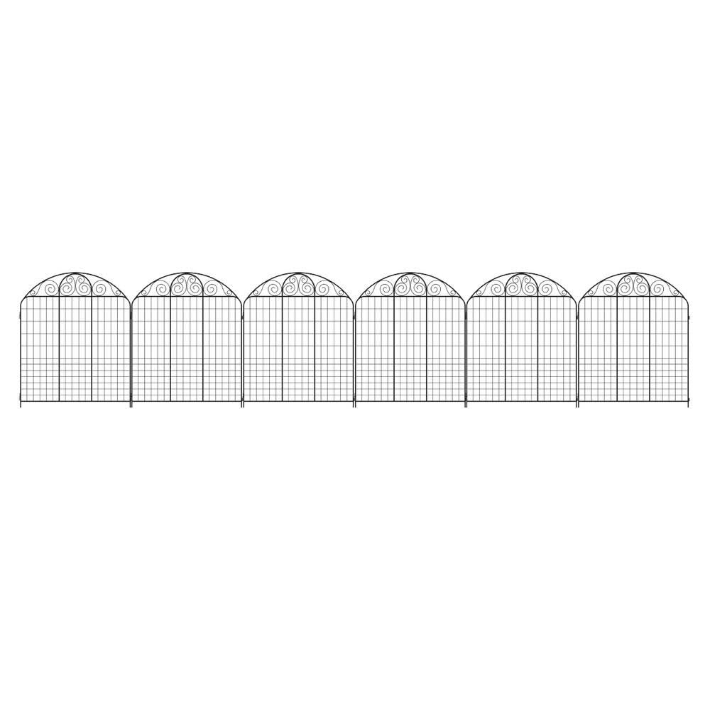 Black Steel Fence Panel 6-Pack E773037