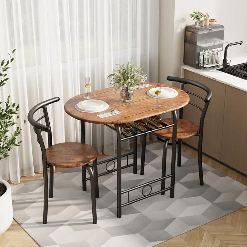 3-Piece Wooden Dining Table Set with 2 Chairs K708195