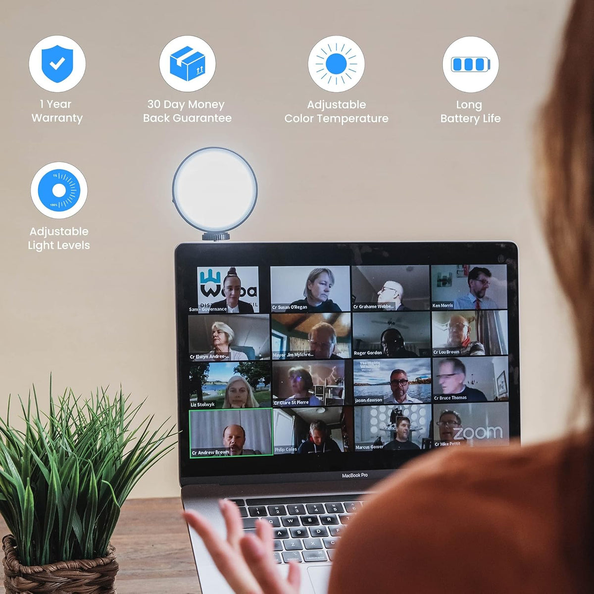 Video Conference Lighting Kit with Adjustable Brightness and Color Temperature M40023