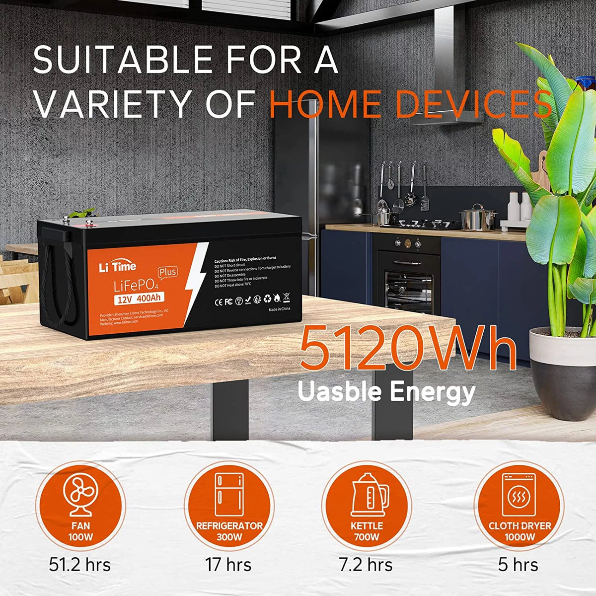 12V 400Ah Lithium LiFePO4 Battery with 250A BMS O161571