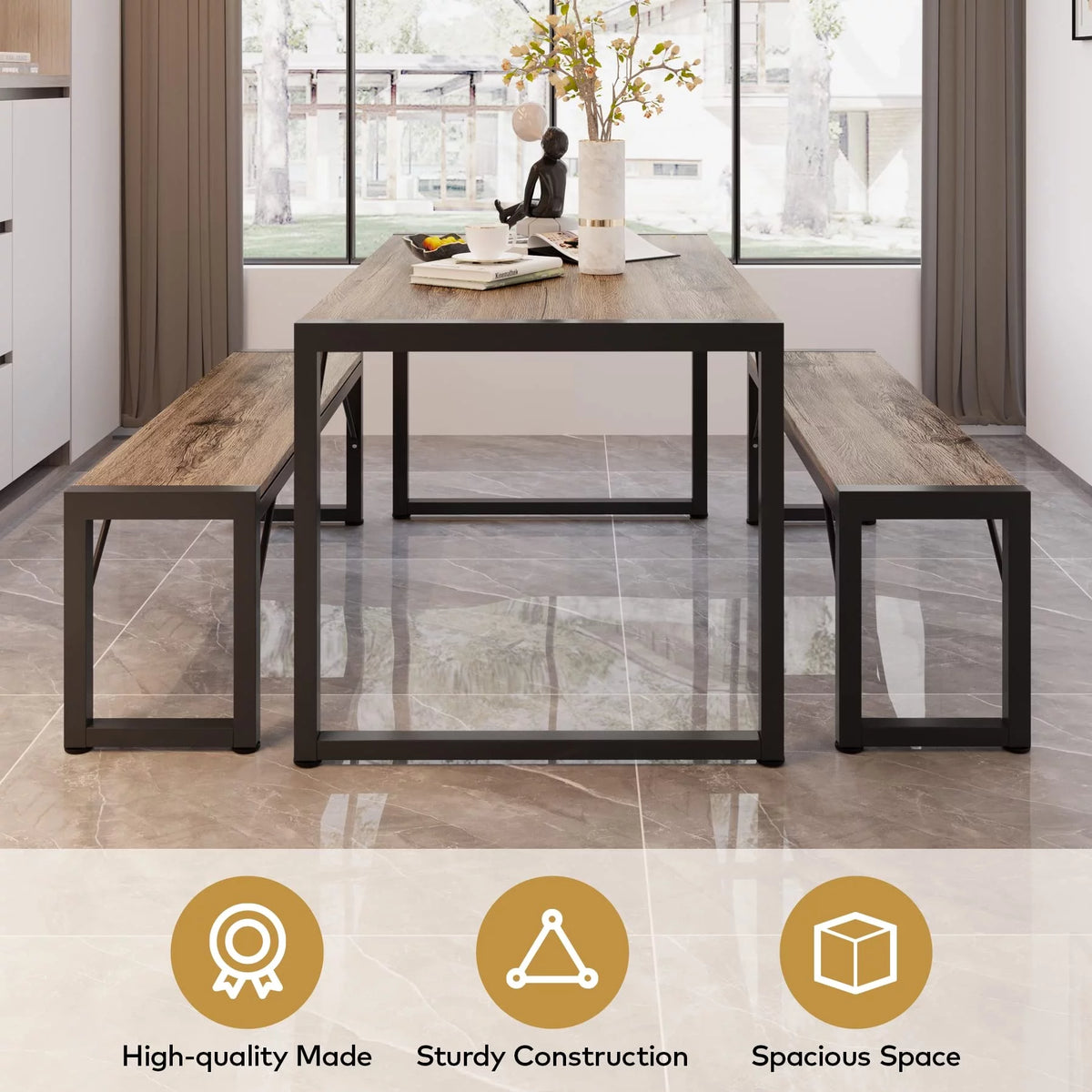 Dining Table Set for 4 Grey G8761