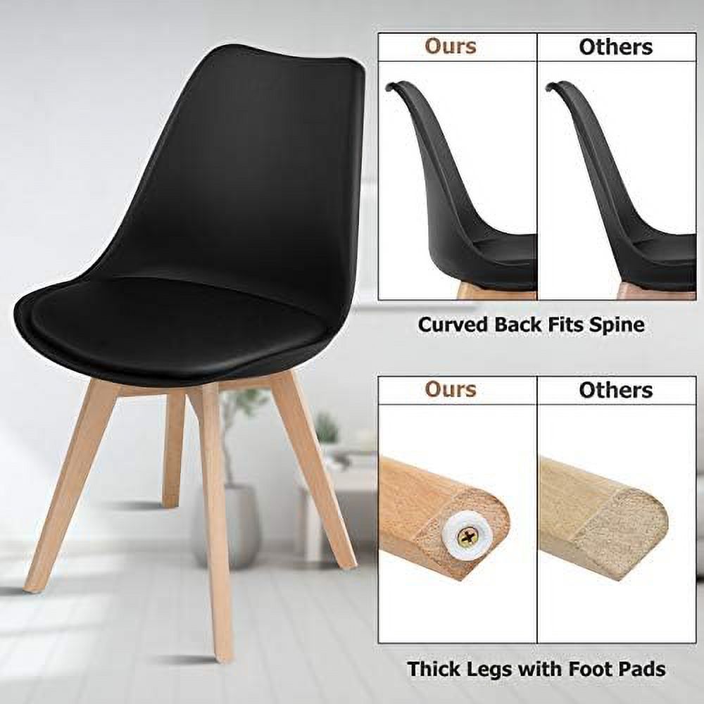 Set of 4 Upholstered Dining Chairs with Padded Seat and Solid Wood Legs T1080