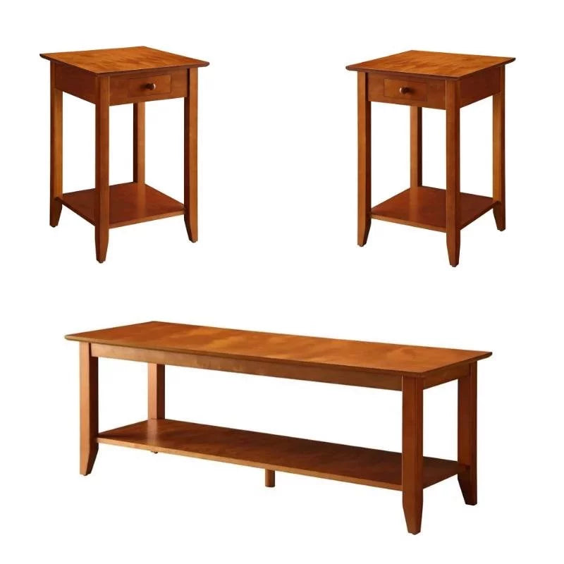 2 Piece Coffee Table and Set of 2 End Table Set in Cherry F6439