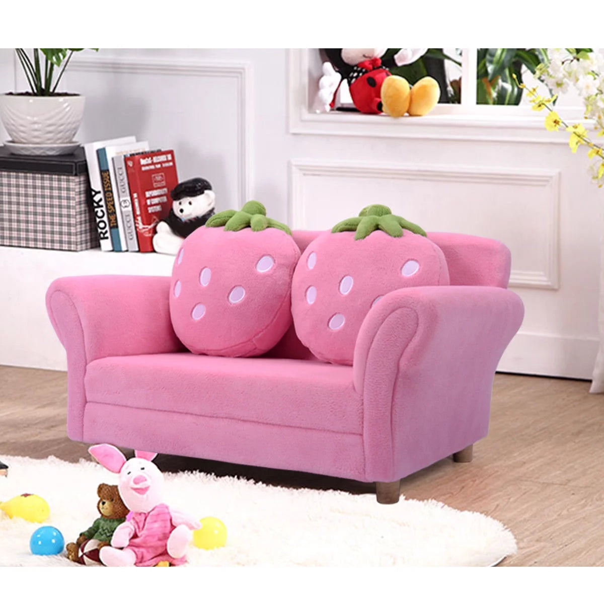 Kids Sofa Armrest Chair with 2 Pillow Pink Z309043