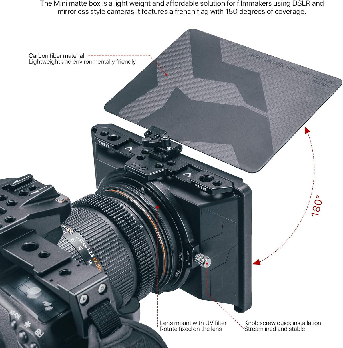 Mini Matte Box with Top Flag for Camera Lenses O924017