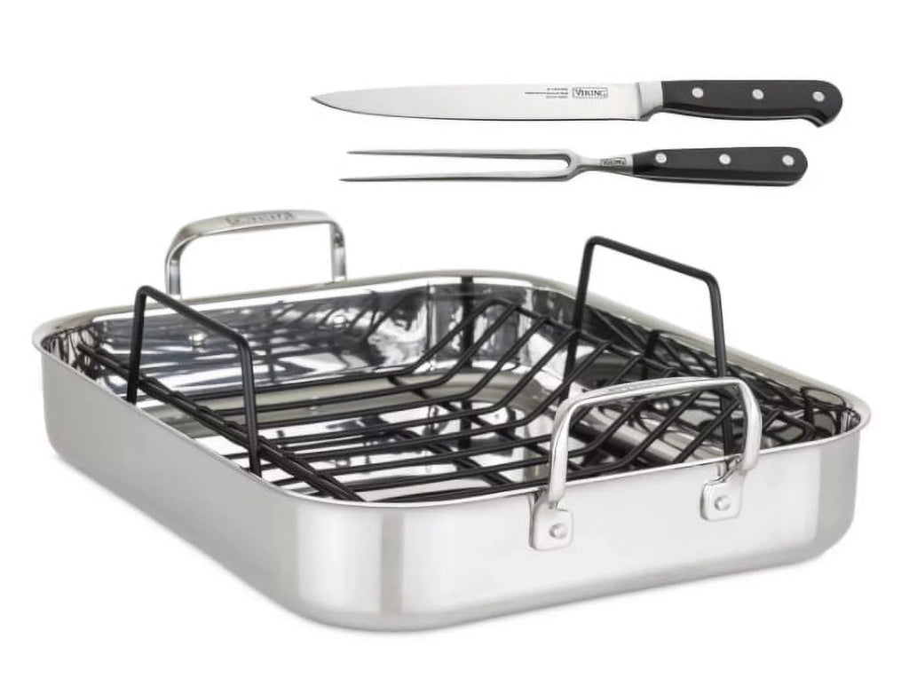3-Ply Roasting Pan with Rack & Carving Set D531585