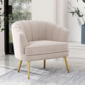 Velvet Accent Chair with Ottoman, Golden Metal Legs H25298