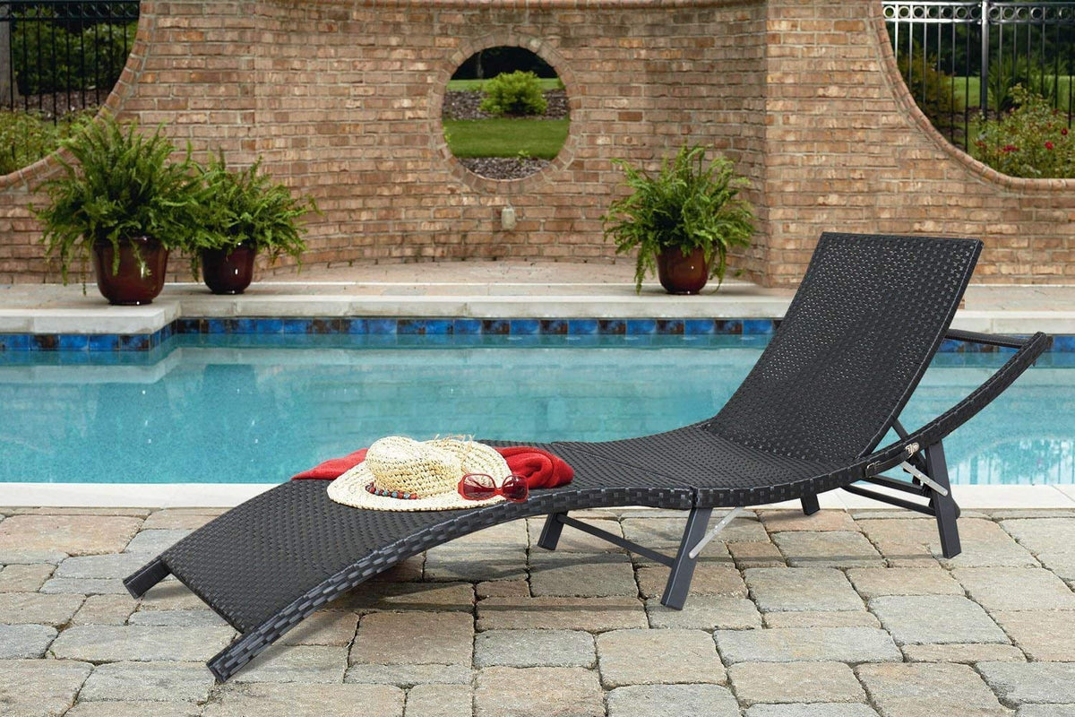 3 Pieces Adjustable Folding PE Rattan Chaise Lounge Chair C348