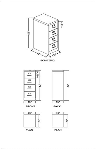 Black 4 Drawer Letter File Cabinet F7409
