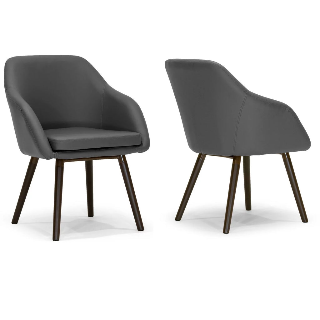 Gray Faux Leather Arm Chair Set of 2 I534