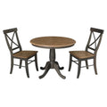 36" Round Wood Table with 2 X-Back Chairs 3 Piece Set T330