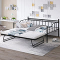 Full Size Black Metal Daybed with Twin Size Adjustable Trundle J72219