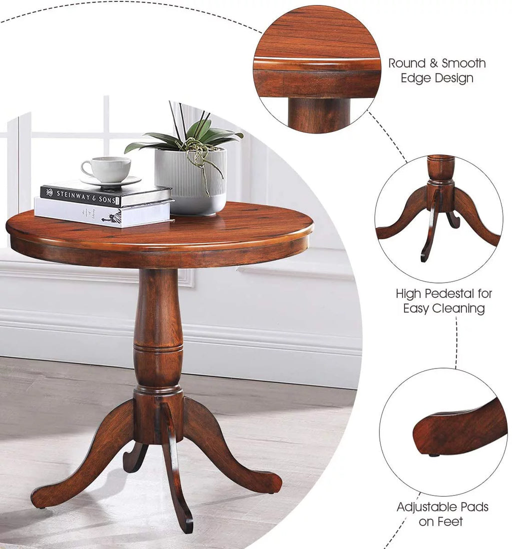 32 Inch Round Solid Wood Pedestal Dining Table M98139