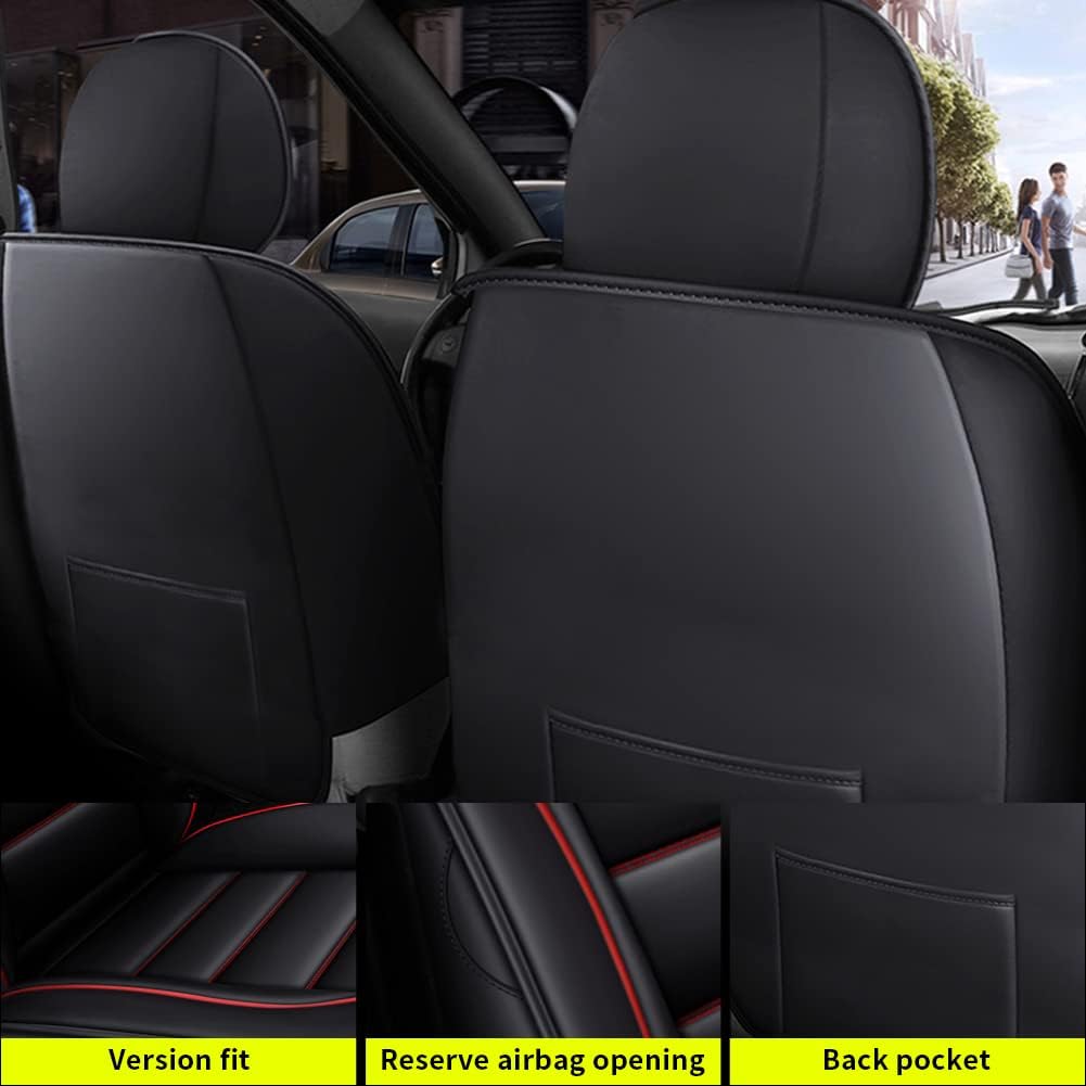 Faux Leather Waterproof Car Seat Covers 5 Seats Set with Airbag Compatible M78912