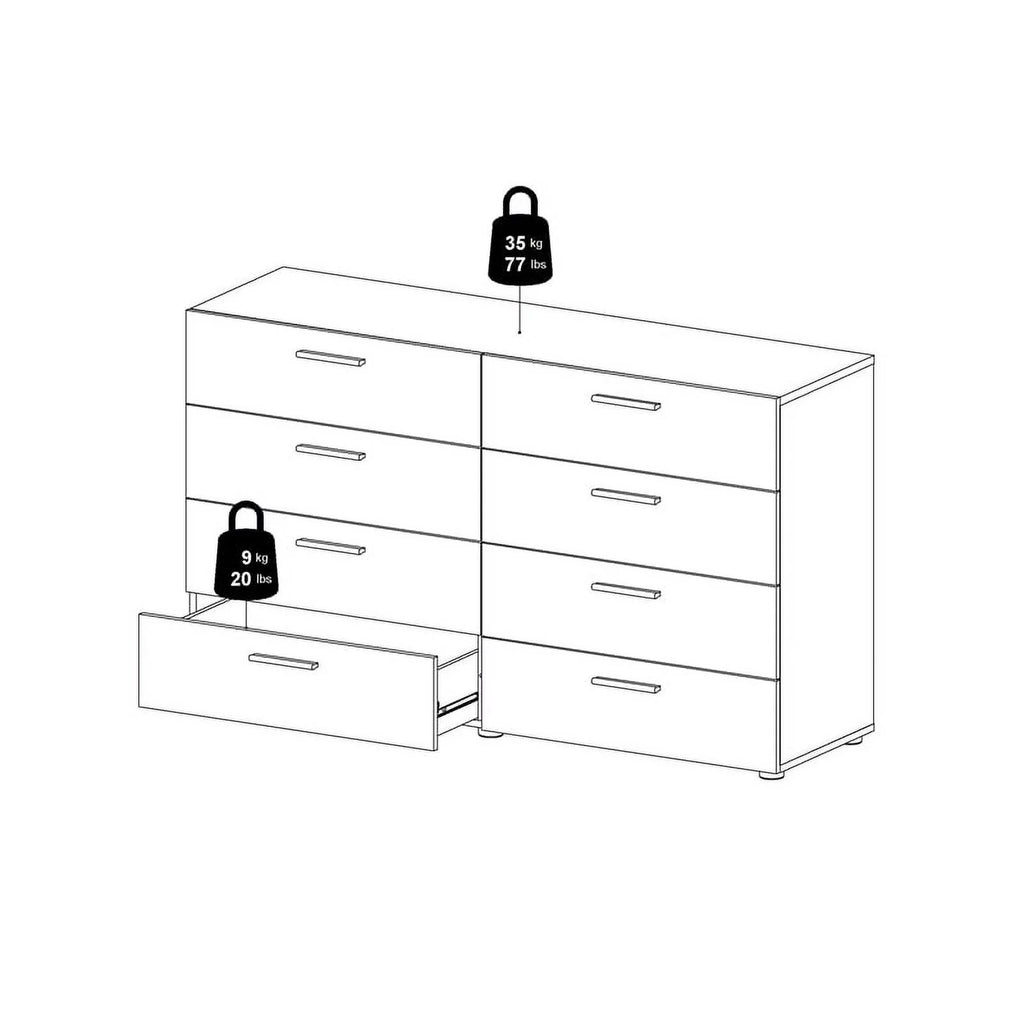White 8 Drawer Engineered Wood Dresser B5294