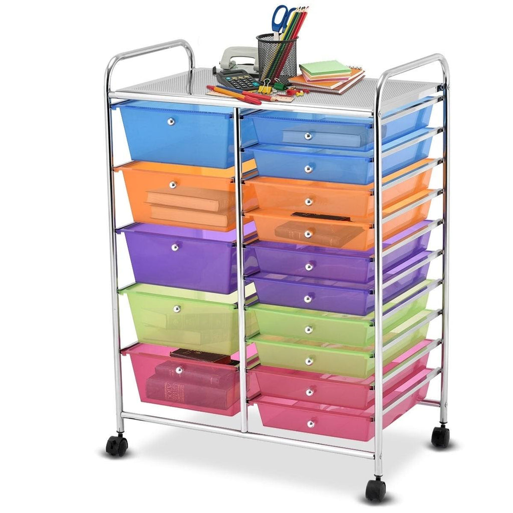 15-Drawer Utility Organizer Rolling Cart with Wheels U9535