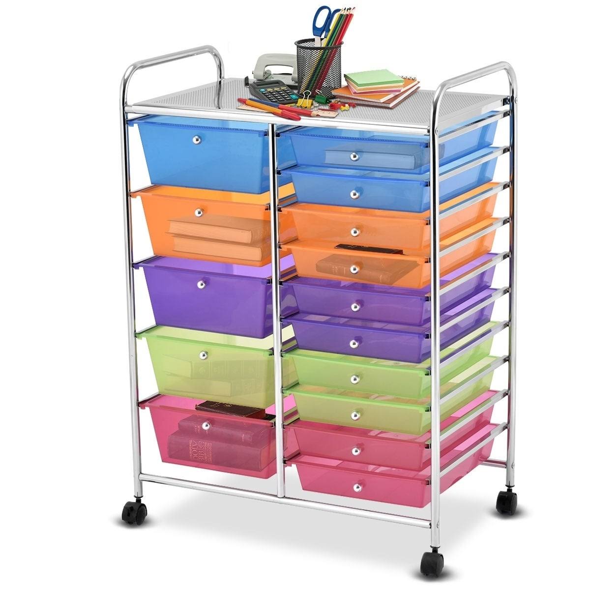 15-Drawer Utility Organizer Rolling Cart with Wheels U9535