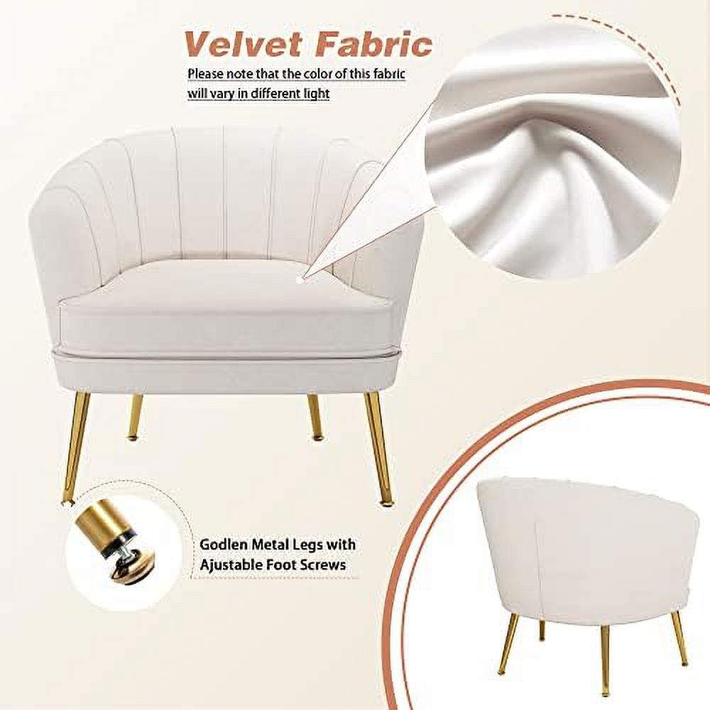 Velvet Accent Chair with Ottoman, Golden Metal Legs H25298