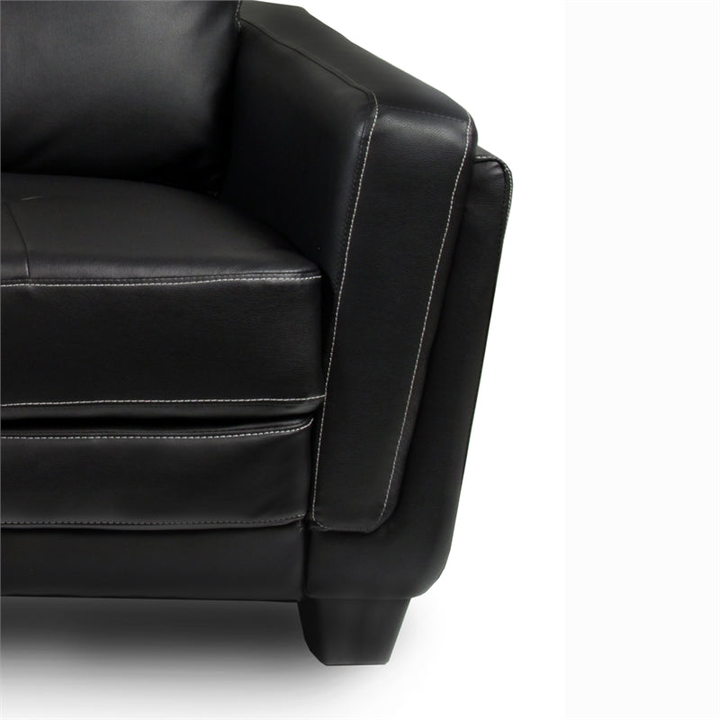 Black Faux Leather 2-Piece Sofa and Loveseat Set A25771