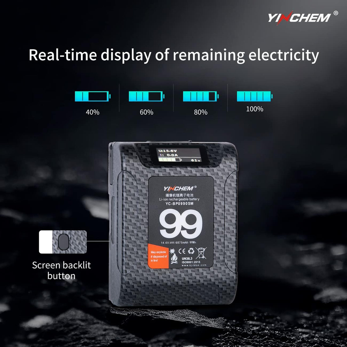 99Wh 14.4V V Mount Lithium-ion Battery with LCD Screen B768
