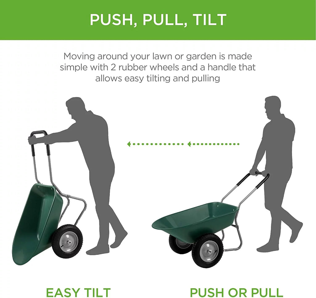Green Dual-Wheel Wheelbarrow Garden Cart M721707