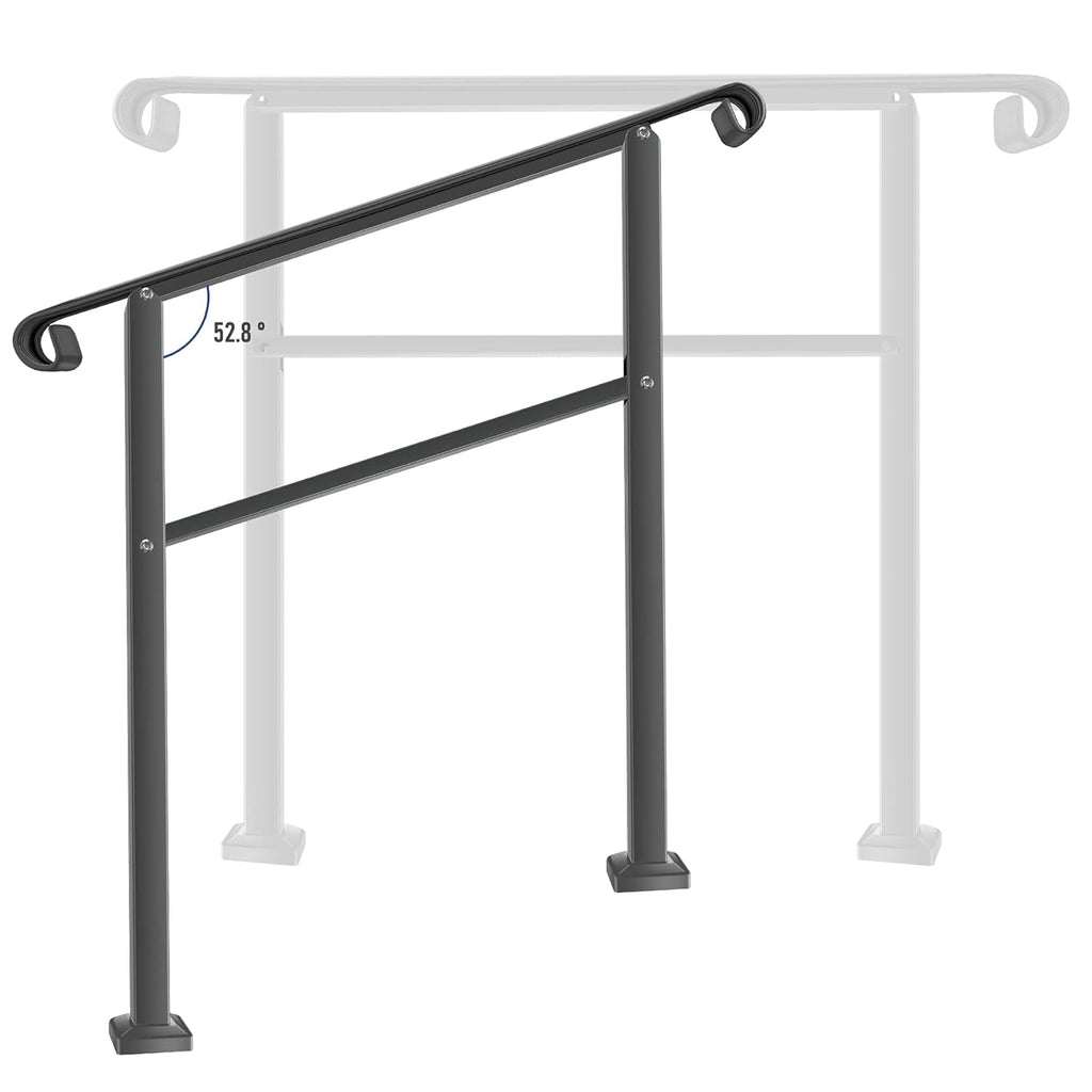 Black Wrought Iron Handrail for Outdoor Steps B8074