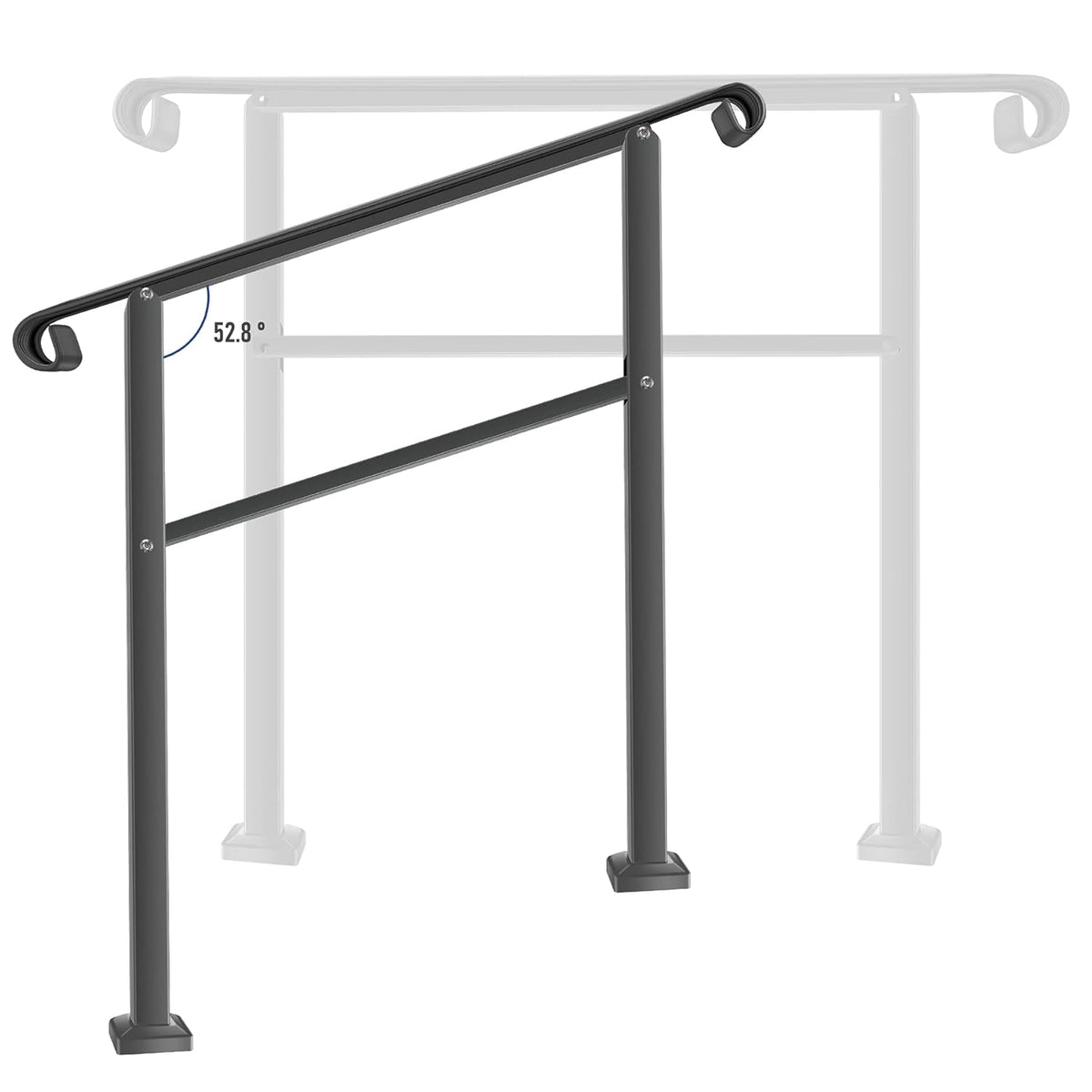 Black Wrought Iron Handrail for Outdoor Steps B8074