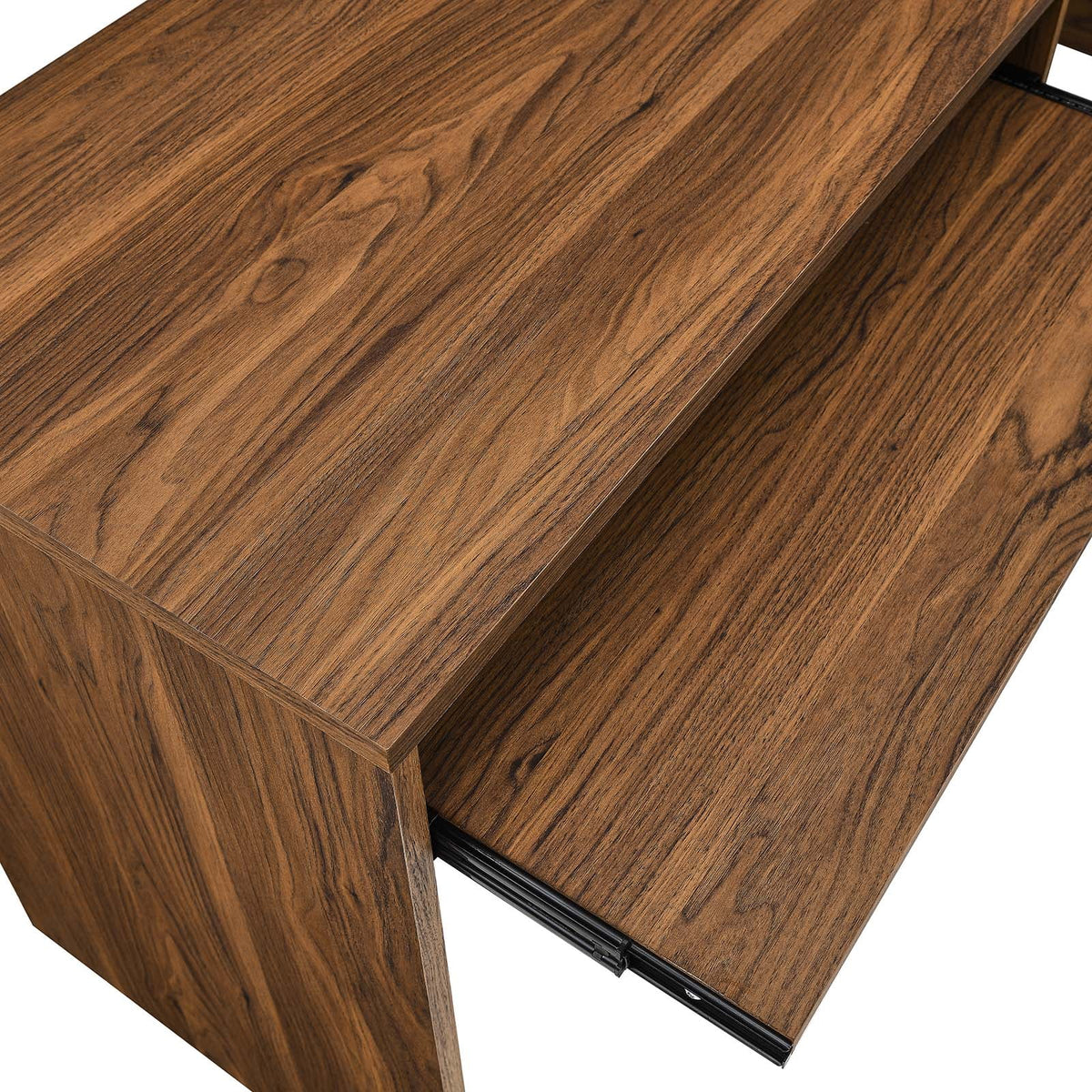 White Walnut Wood Computer Desk Cabinet G9820