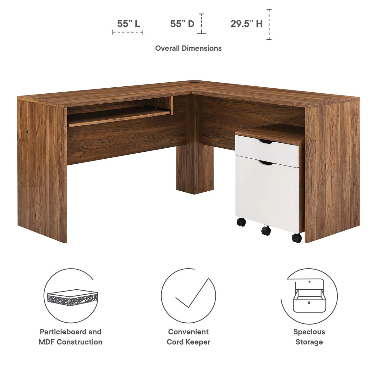 White Walnut Wood Computer Desk Cabinet G9820