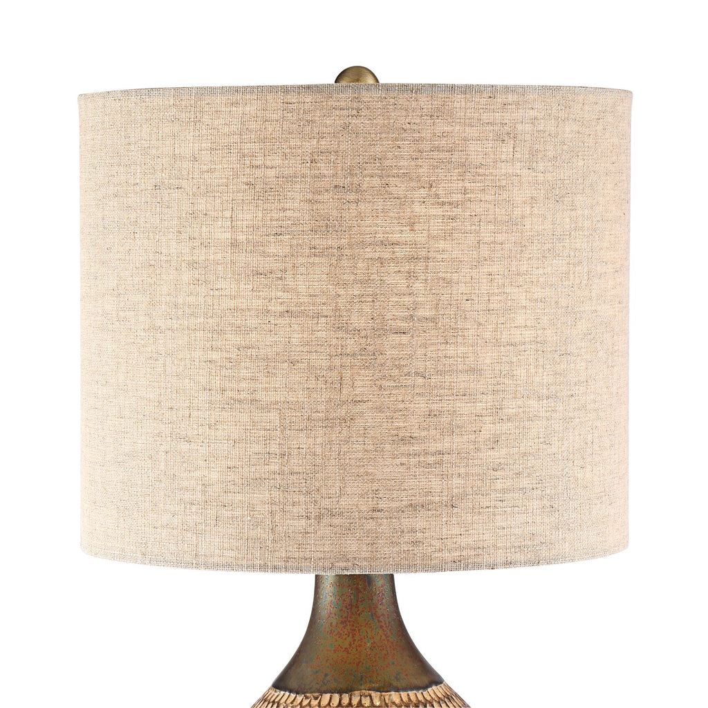 21" High Brown Wood Ceramic Table Lamp F7472