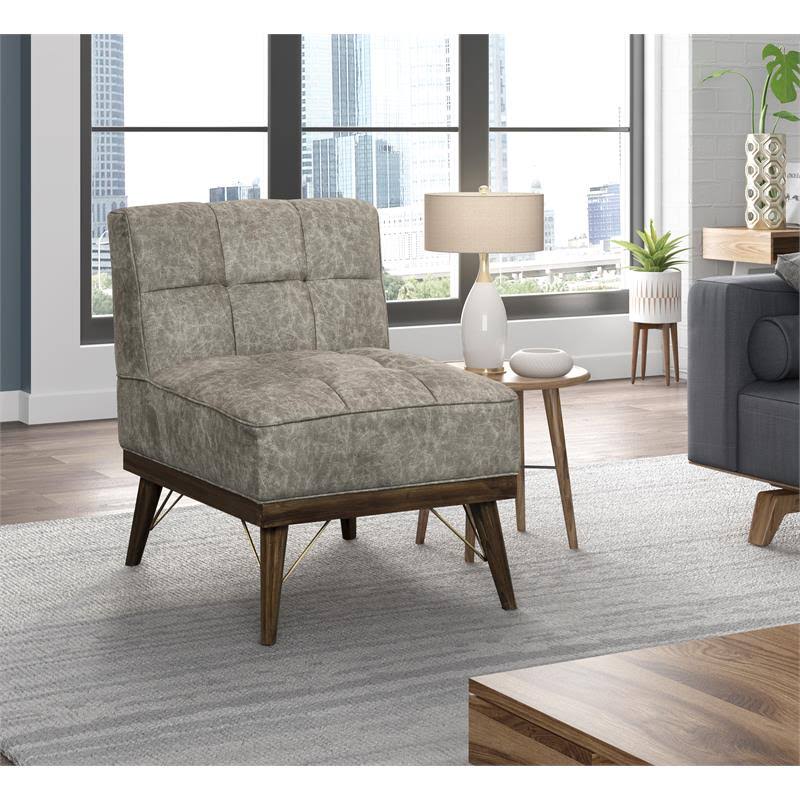 Grey Wood Base Accent Chair I76022