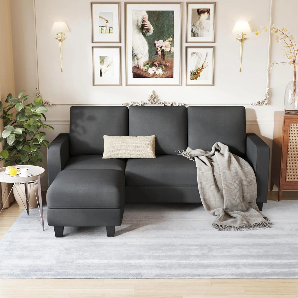 L Shaped Convertible Sectional Sofa with Ottoman Dark Gray M118797