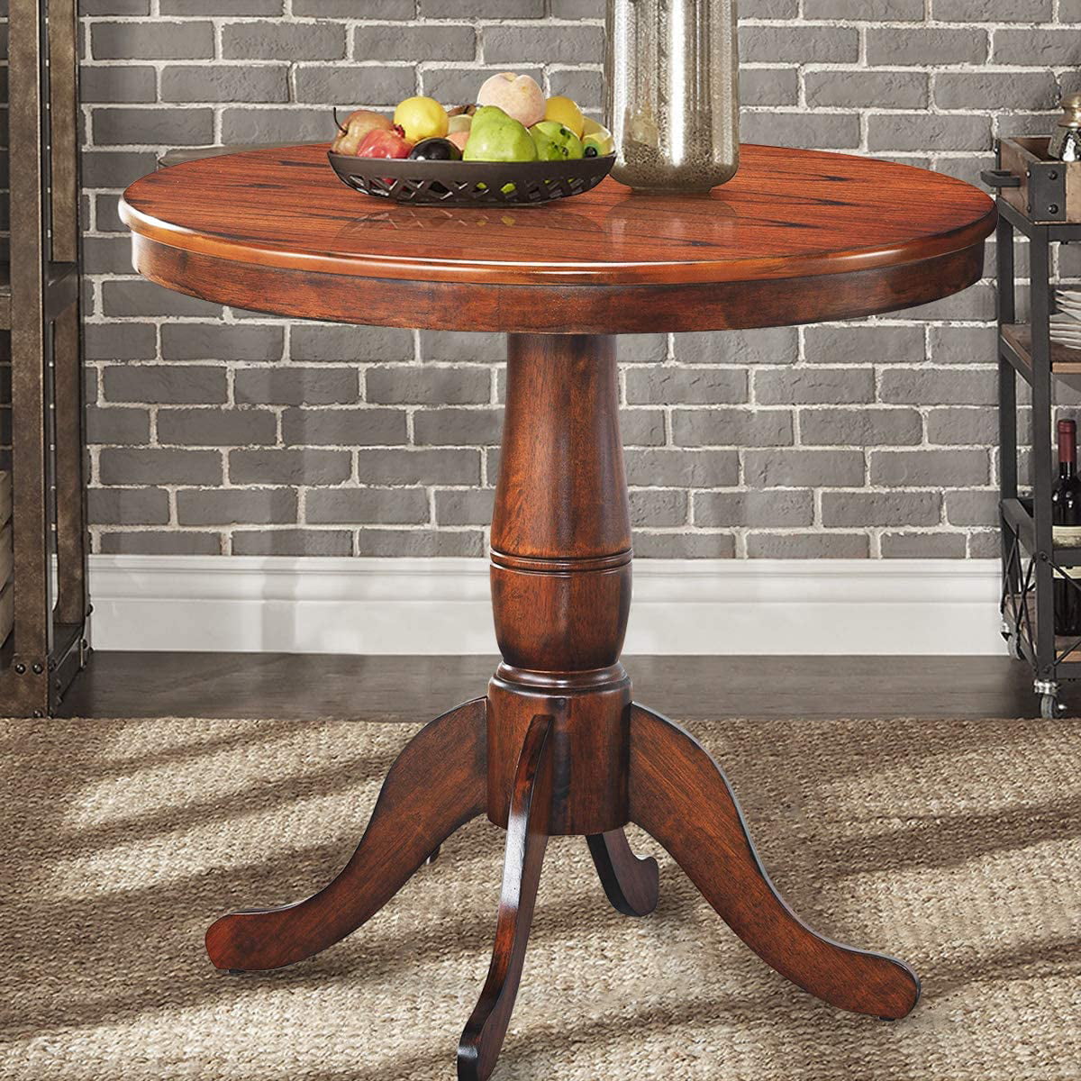 32 Inch Round Solid Wood Pedestal Dining Table M98139