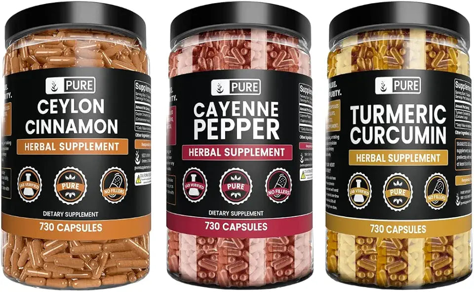 Cayenne Pepper, Ceylon Cinnamon, Turmeric Curcumin 730 Capsules Z140274