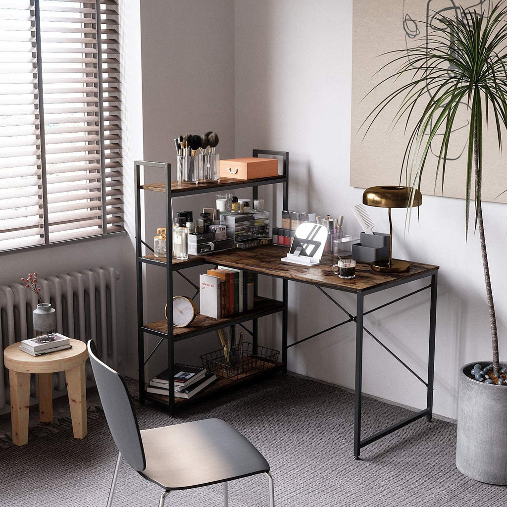 L Shaped Computer Desk with Shelves E85946