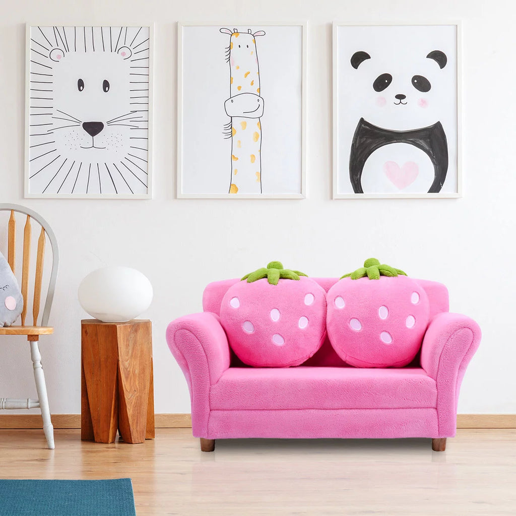 Kids Sofa Armrest Chair with 2 Pillow Pink Z309043