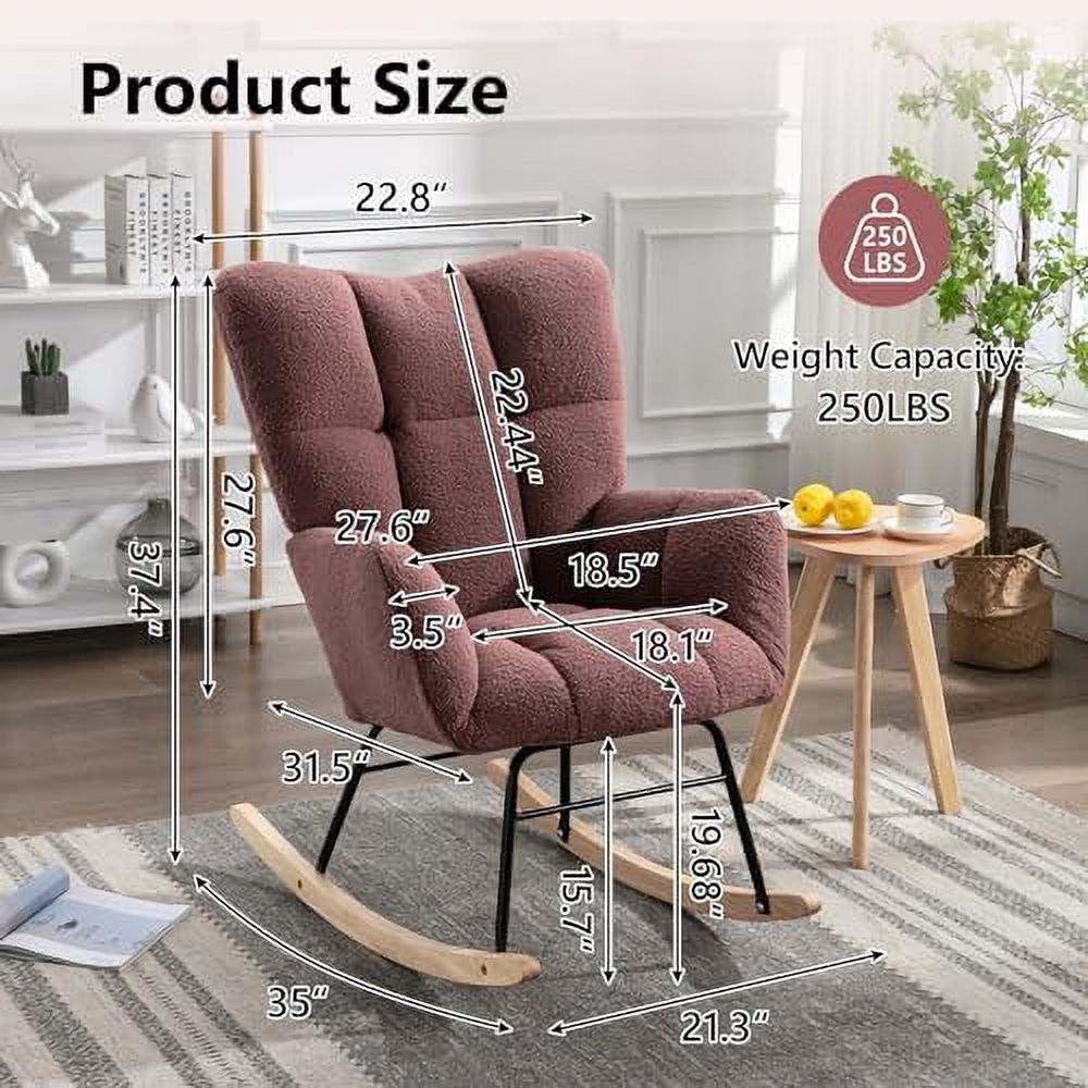 Grey Velvet Upholstered Glider Rocker B25001