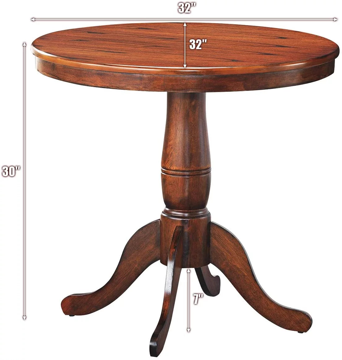 32 Inch Round Solid Wood Pedestal Dining Table M98139
